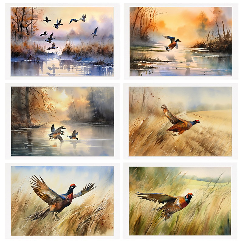 Outdoor Hunting Pictures - Watercolor Hunting Illustration Poster Outdoor Duck