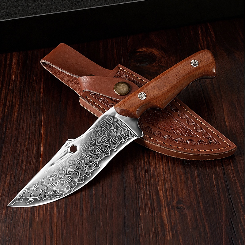 Hunting Knife Outdoor Edge - Damascus Outdoor Knife Curved Sharp Edge