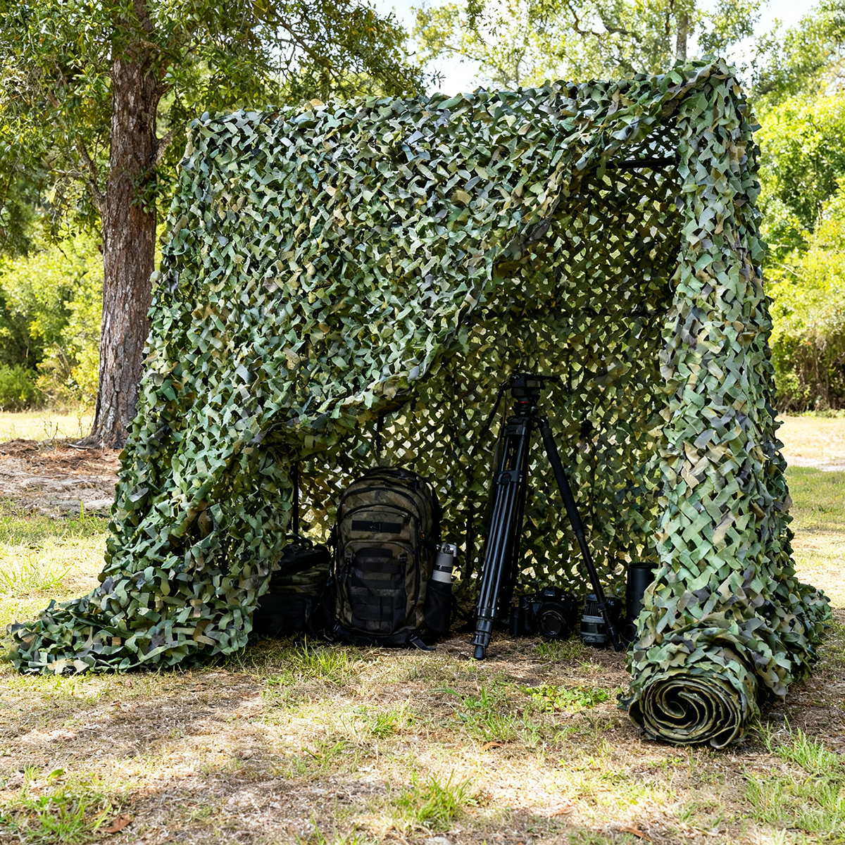 Woodland Camo Netting Camping  - Hunting And Outdoor Supplies avaliação e preço
