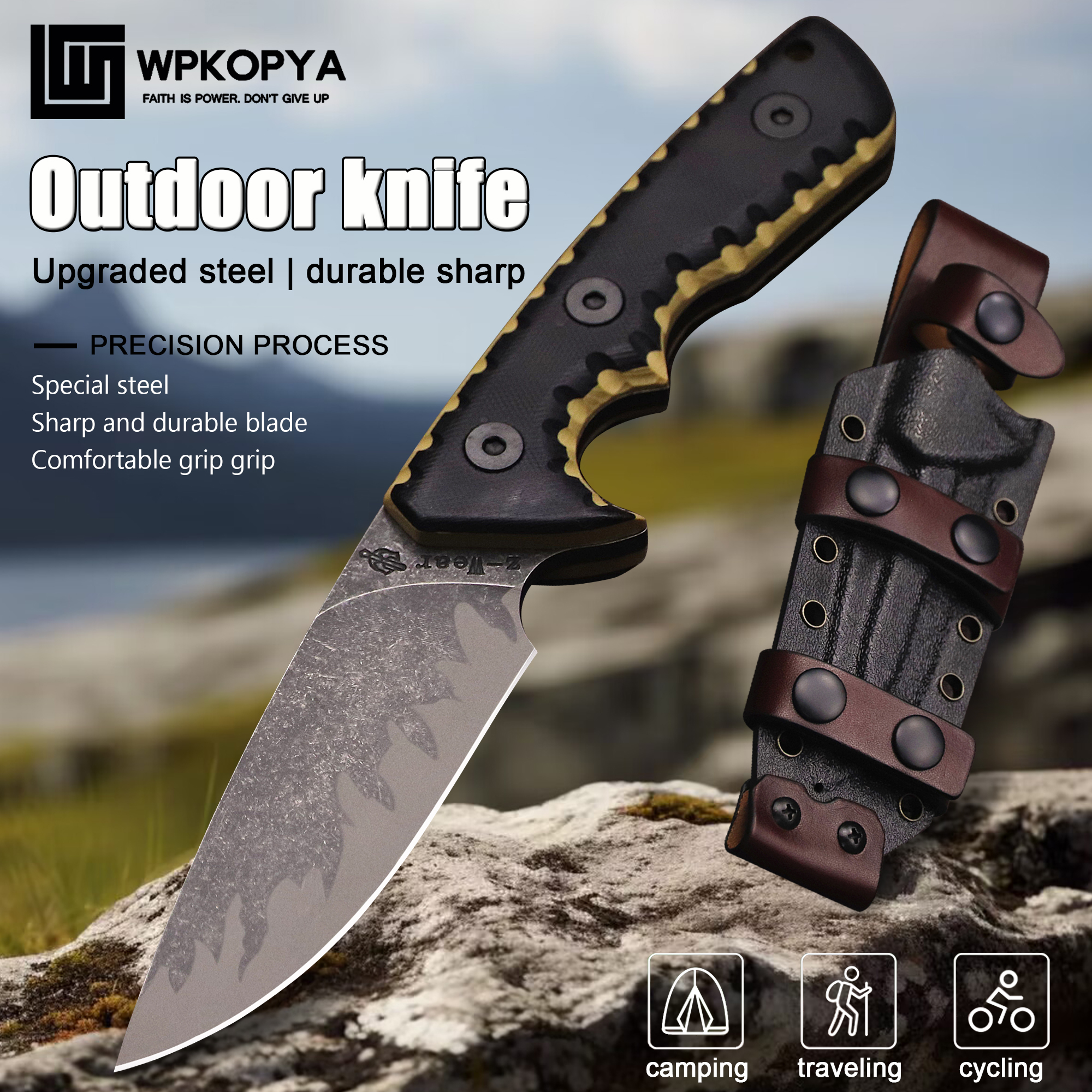 M-L (USA) DC53 Stone Washed Fu - Hunting Knife Outdoor Edge avaliação e preço