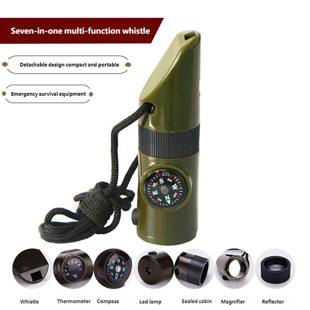 7-In-1 Multifunctional Whistle - Hunting Outdoor Thermometer avaliação e preço
