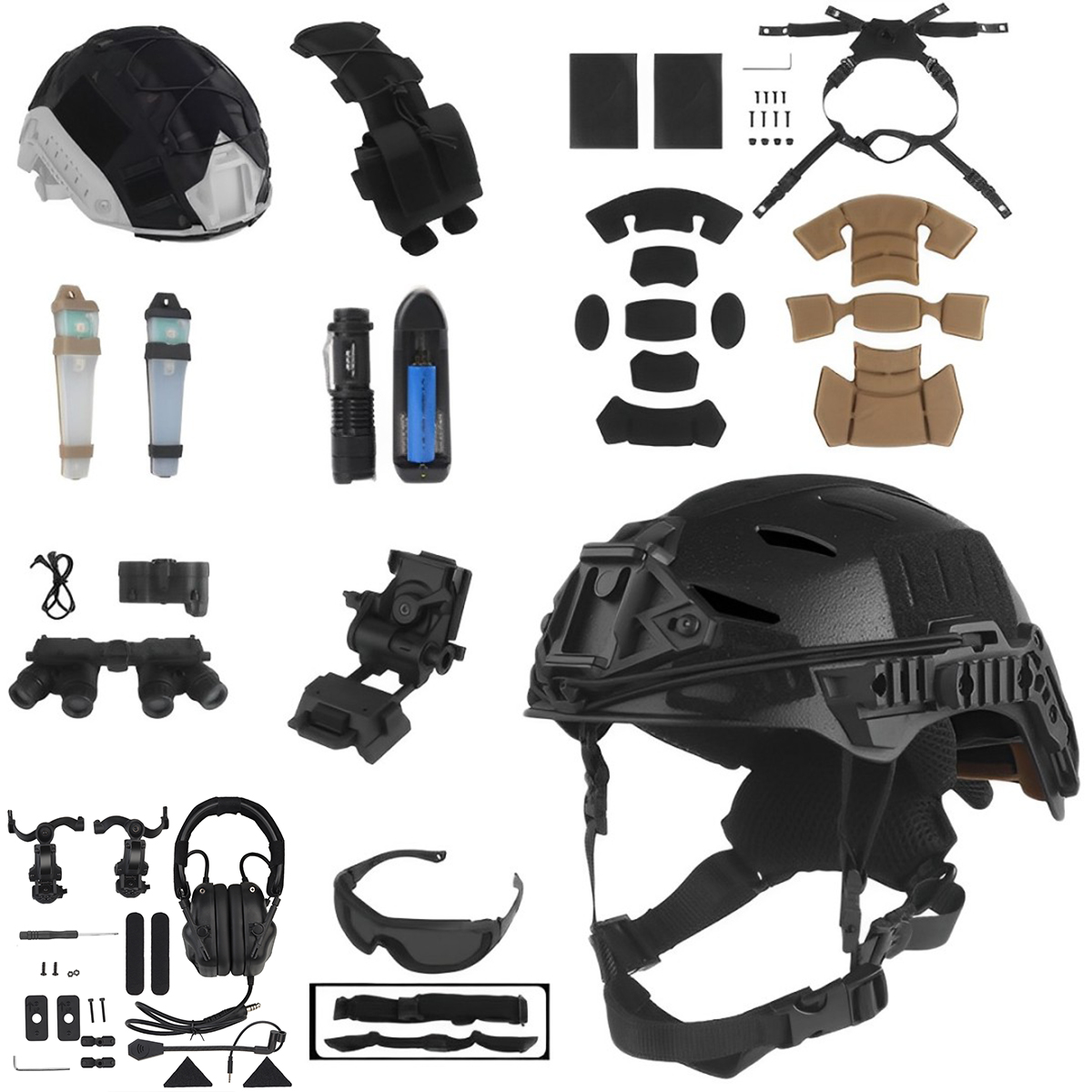 Tactical Helmet Set with Commu - Outdoor Hunting Movies avaliação e preço