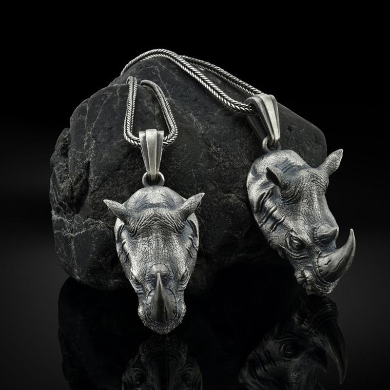 1Pcs Pure Tin Rhino Head Penda - Wildman Hunting & Outdoor avaliação e preço