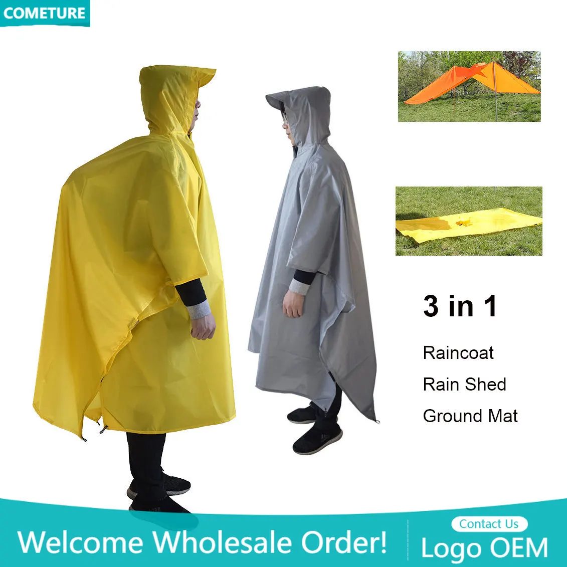 Raincoat 3 In 1 Hiking Poncho  - Hunting And Outdoor Supplies avaliação e preço