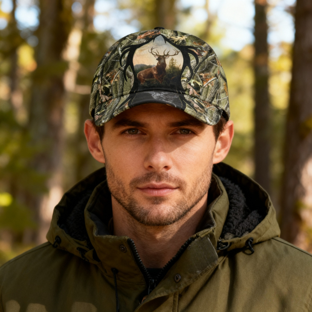 Smoke Deer Camo Baseball Cap P - Hunting And Camping In Forest avaliação e preço