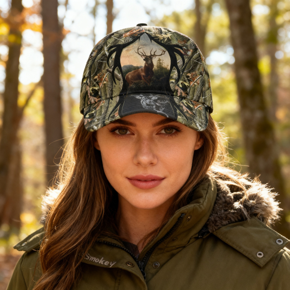 Smoke Deer Camo Baseball Cap P - Hunting And Camping In Forest avaliação e preço