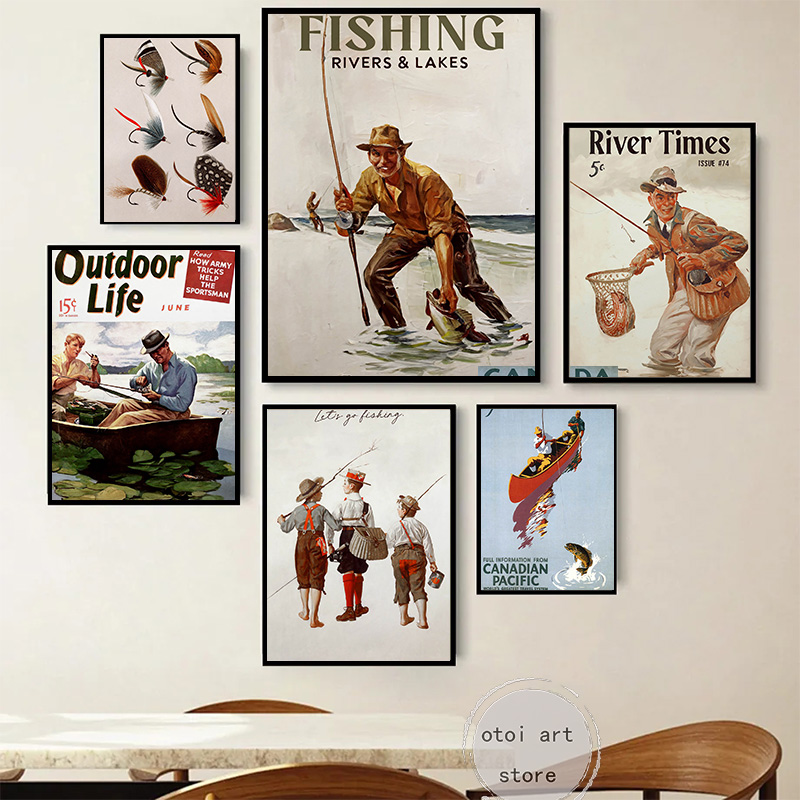 Vintage Fishing Retro Travel O - Outdoor Hunting Pictures avaliação e preço