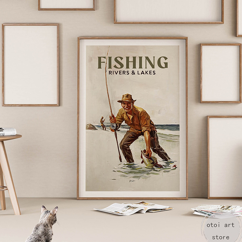 Vintage Fishing Retro Travel O - Outdoor Hunting Pictures avaliação e preço