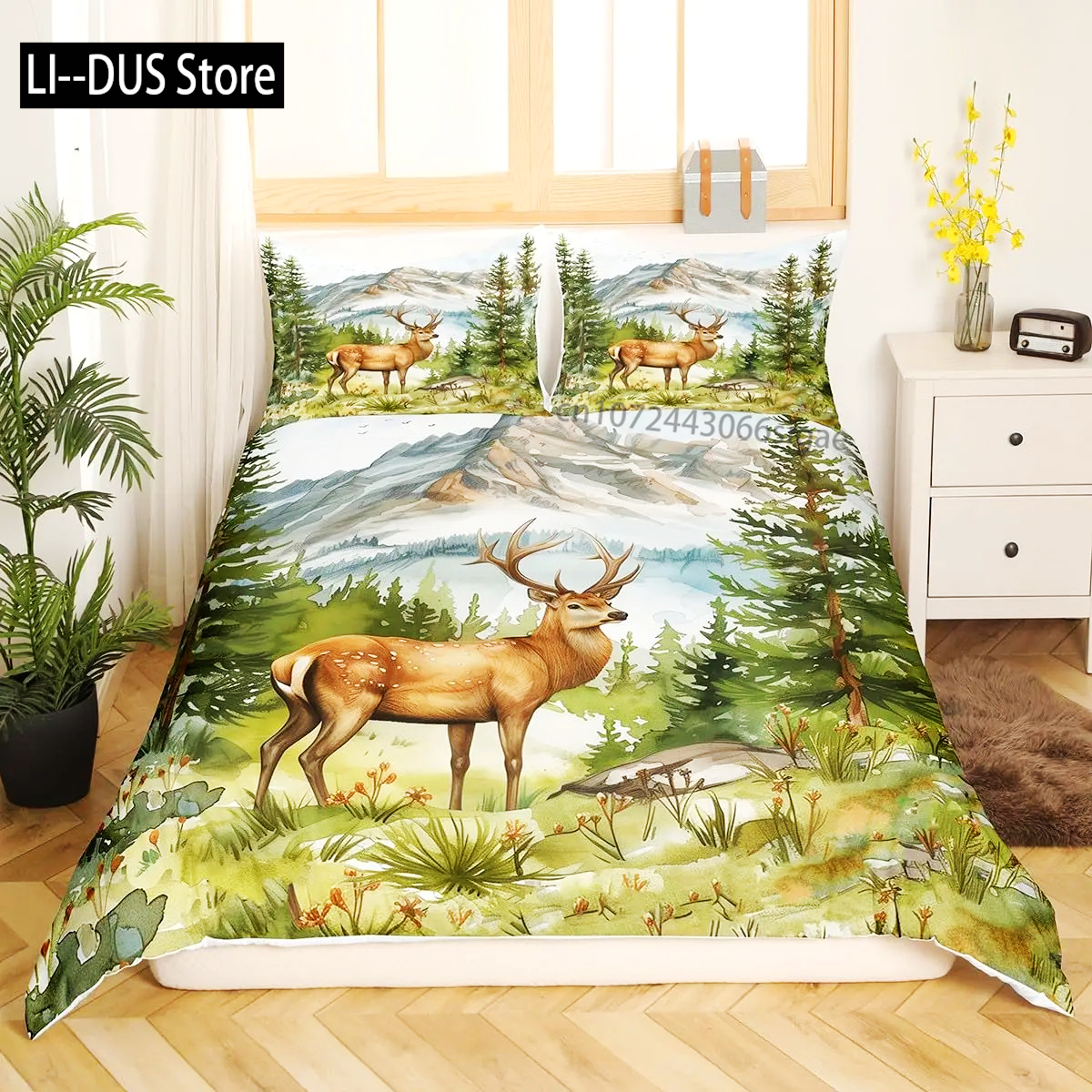 Deer Elk Duvet Cover King Quee - Hunting And Camping In Forest avaliação e preço